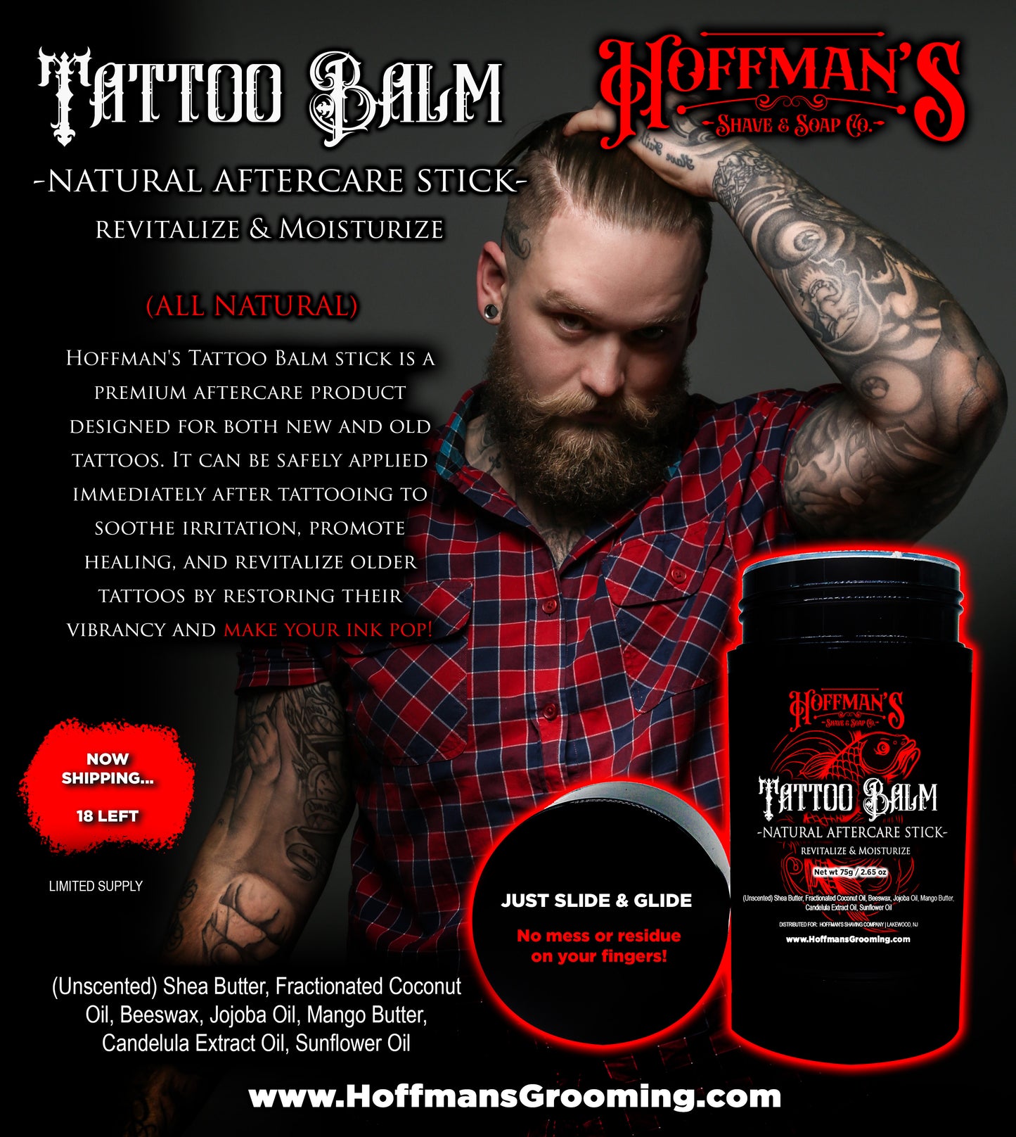 Tattoo Balm Stick Aftercare for Skin Healing 2.5oz (Revitalize & Moisturize)