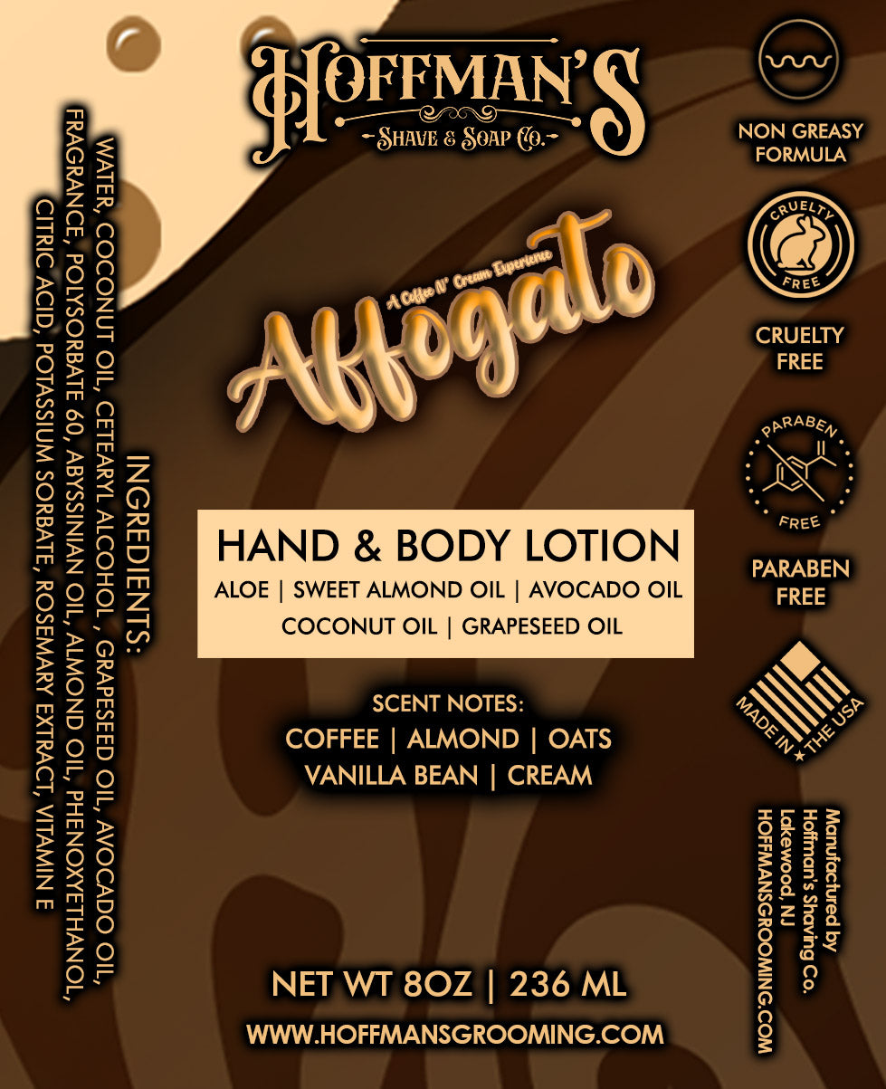 Affogato Body & Hand Lotion (Coffee, Almond, Vanilla Bean, Cream) 8 oz