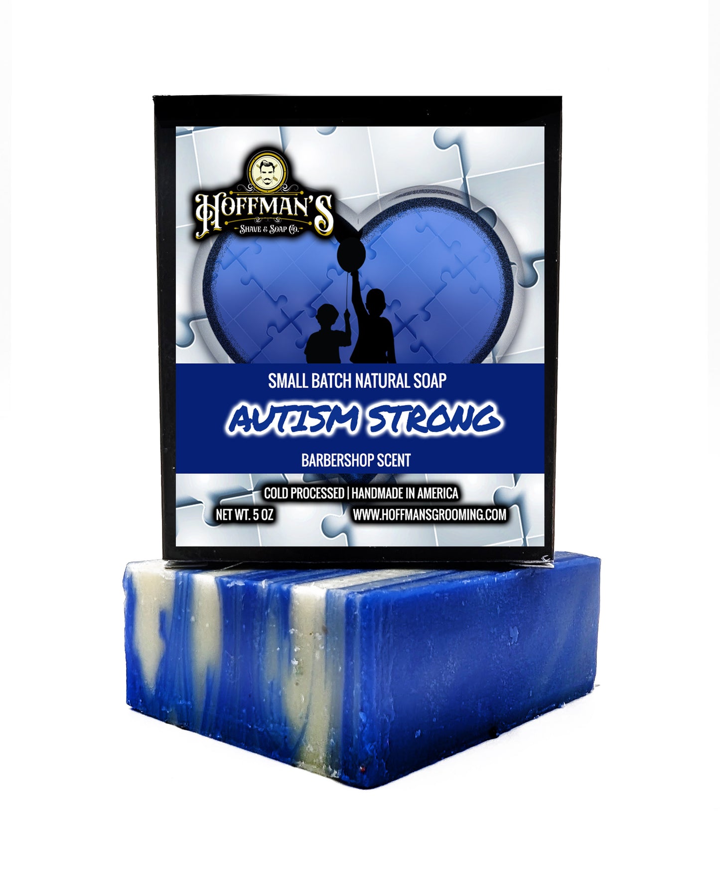 "Autism Strong" (Barbershop, Lemon, Bergamot, Lavender, Musk) 5oz Shave Soap