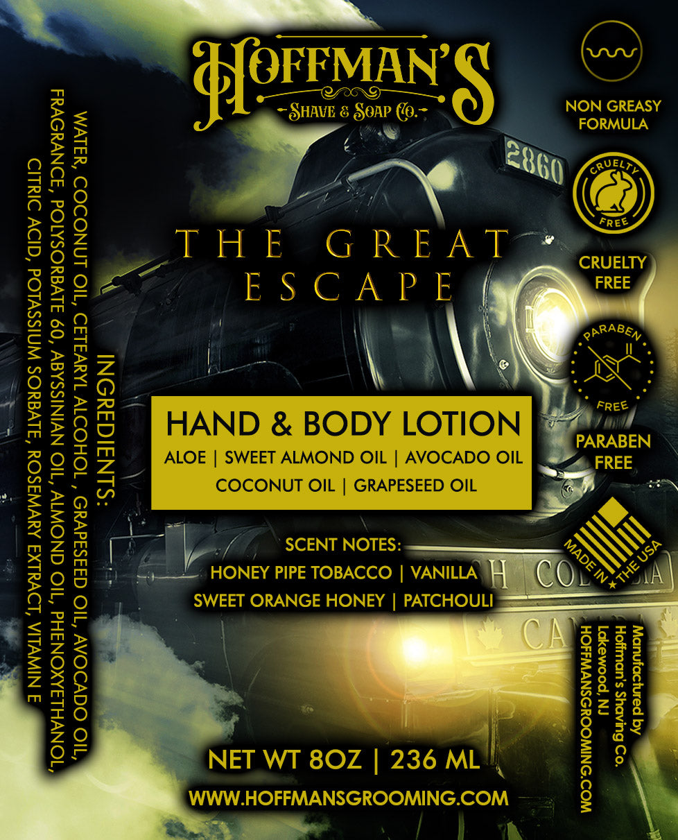 The Great Escape Body & Hand Lotion (Honey Piped Tobacco, Orange, Vanilla) 8 oz