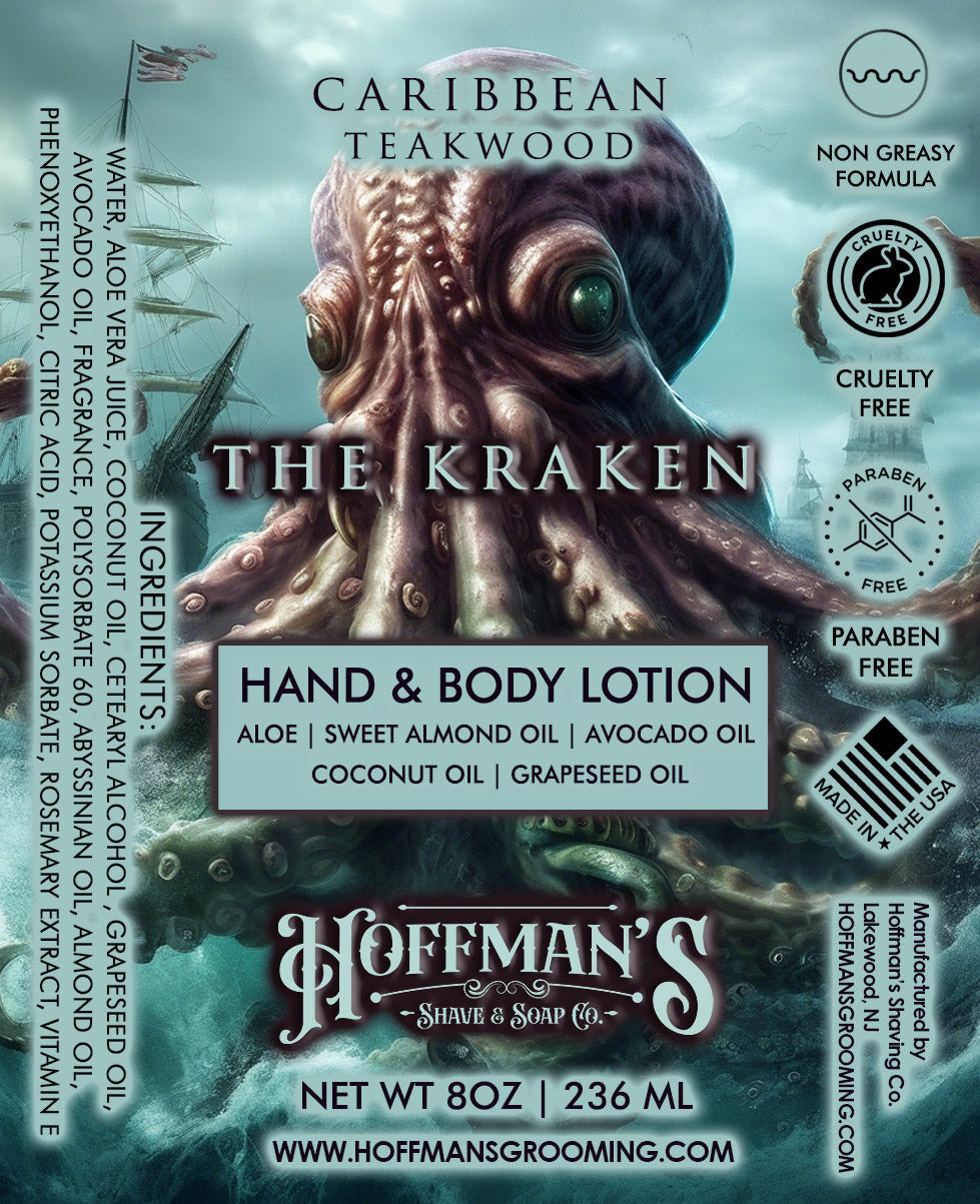 The Kraken Body & Hand Lotion (Caribbean Teakwood, Amber, Tobacco Leaf) 8 oz