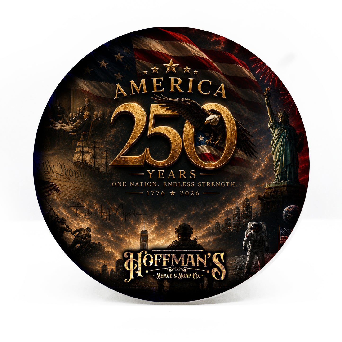 America 250 Edition (Aged Tobacco Leaves, Spiced Bourbon, Plum Wine, Orange Peel, Vanilla Musk) Shaving Trio 3pc Set W/ 250 Gift Coin