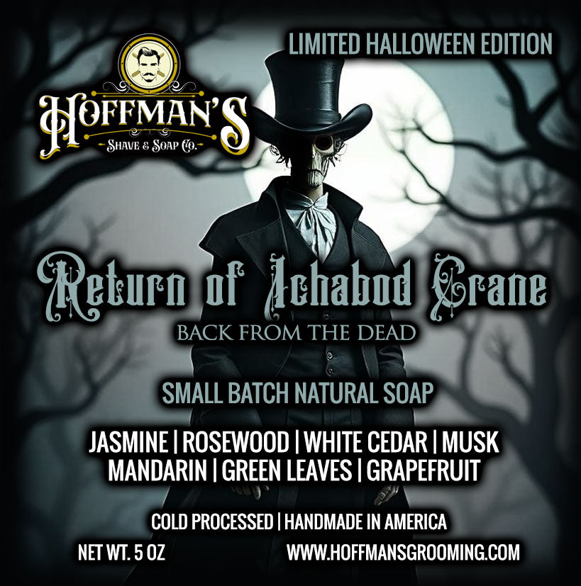 "Return of Ichabod Crane" (Limited Halloween Edition) Jasmine, Rosewood, White Cedar, Musk, Grapefruit 5oz Bar Soap