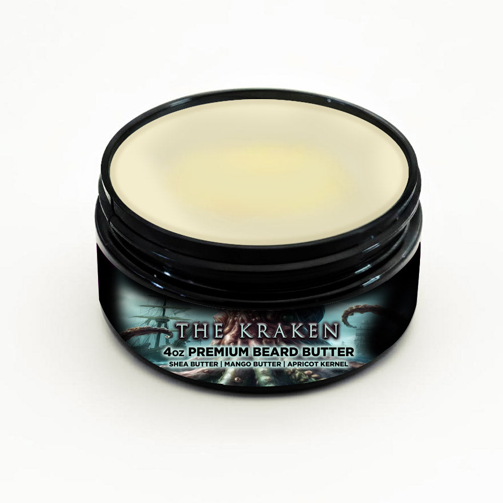 The Kraken (Caribbean Teakwood, Amber, Tobacco Leaf) 4oz Premium Beard Butter