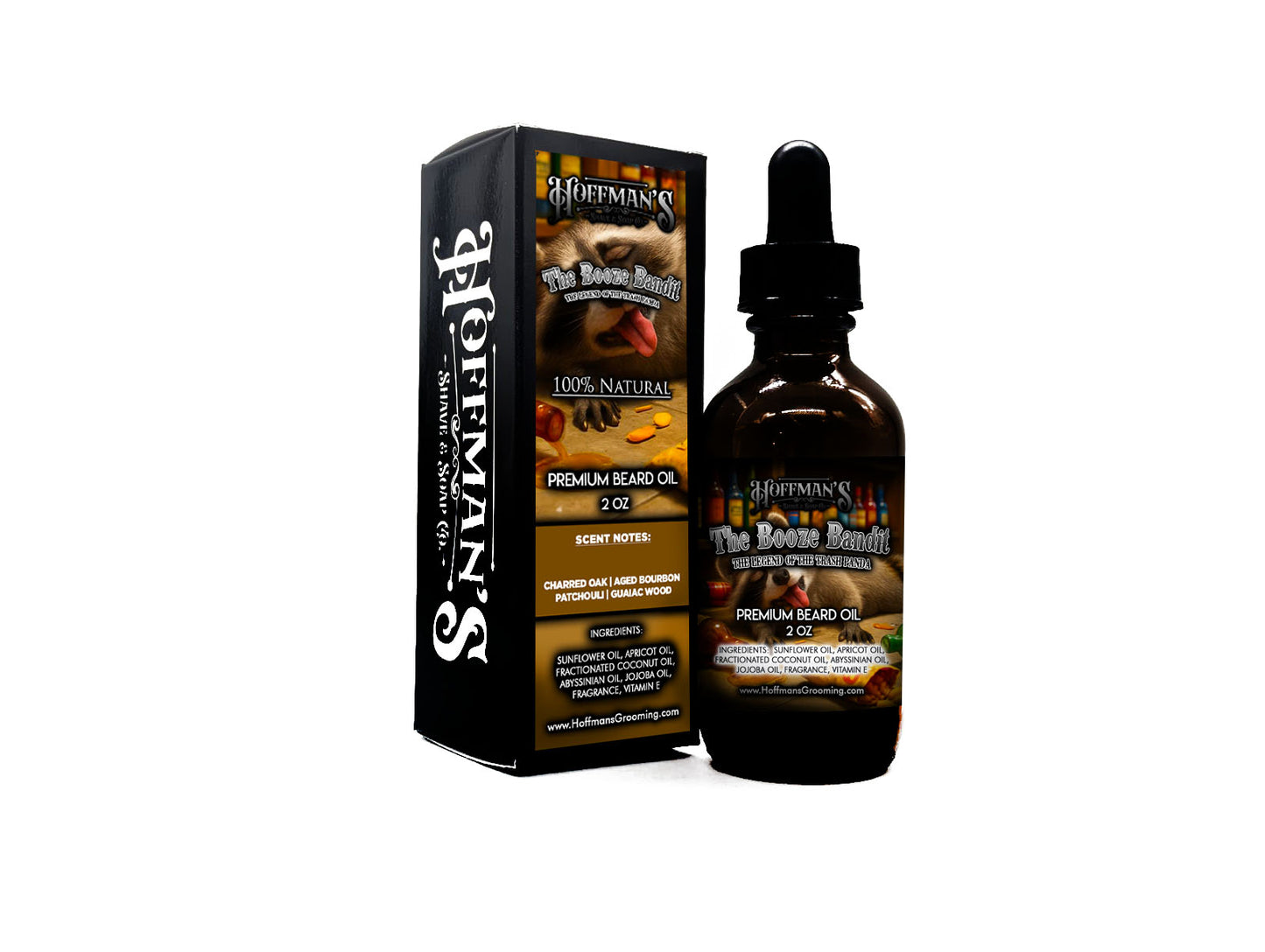 The Booze Bandit "Charred Oak, Aged Bourbon, Patchouli, Guaiac Wood" 2oz Beard Oil