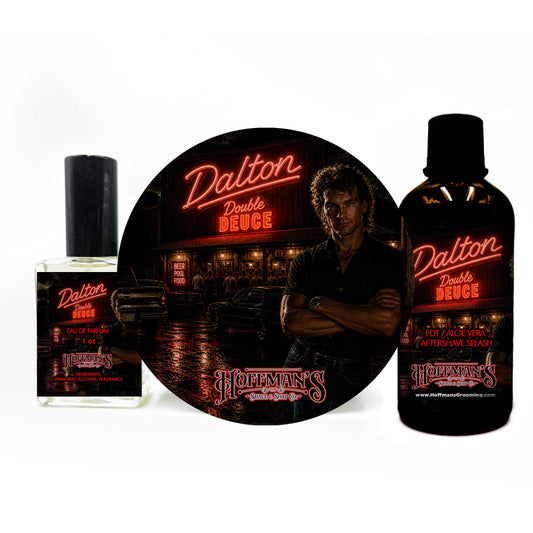 Dalton (Dark Ale Stout featuring Bitter Hops, Dried Red Berry, Neroli, Roasted Malt) Shaving Trio 3pc Set