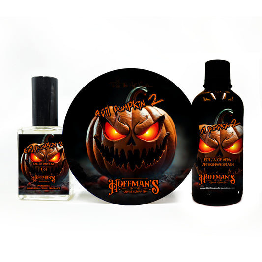 Evil Pumpkin 2 (Limited Halloween Tribute) Pumpkin, Bourbon, Fougere Shaving Trio 3pc Set