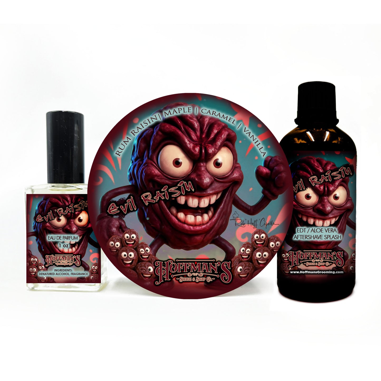Evil Raisin "Rum, Raisin, Caramel, Maple, Vanilla" Shaving Trio 3pc Set