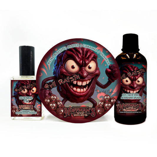 Evil Raisin "Rum, Raisin, Caramel, Maple, Vanilla" Shaving Trio 3pc Set
