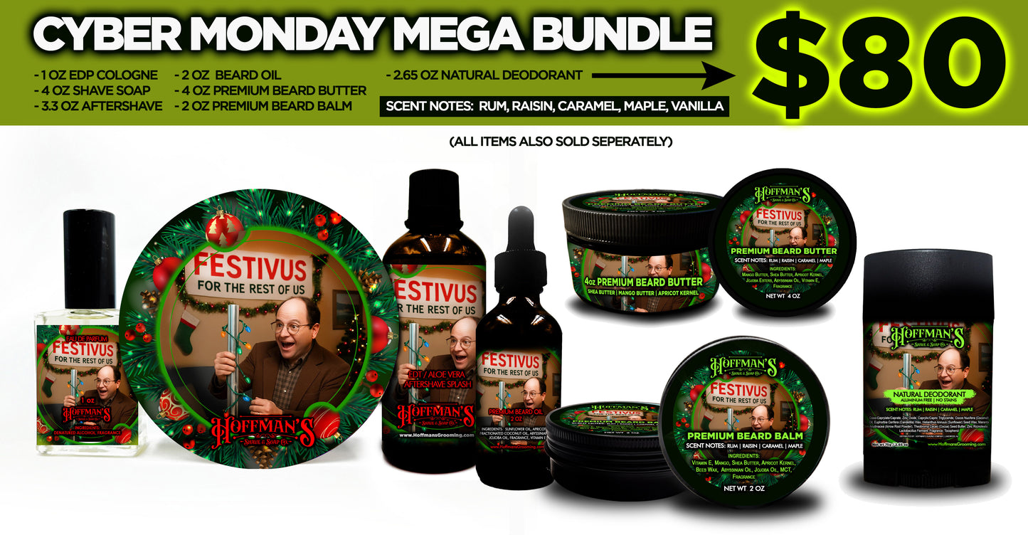Festivus "Rum, Raisin, Caramel, Maple, Vanilla" Limited Holiday Shaving Trio 7pc Full Grooming MEGA Bundle...$80