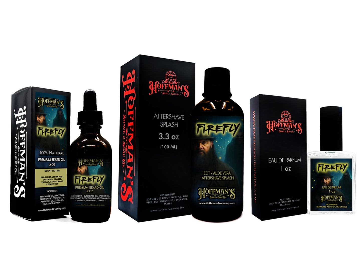 Firefly "Bray Wyatt Celebration Edition" (Leather, Bergamot, Lemon peel, Vanilla, Sandalwood, Cedar) Grooming Trio 3pc Set