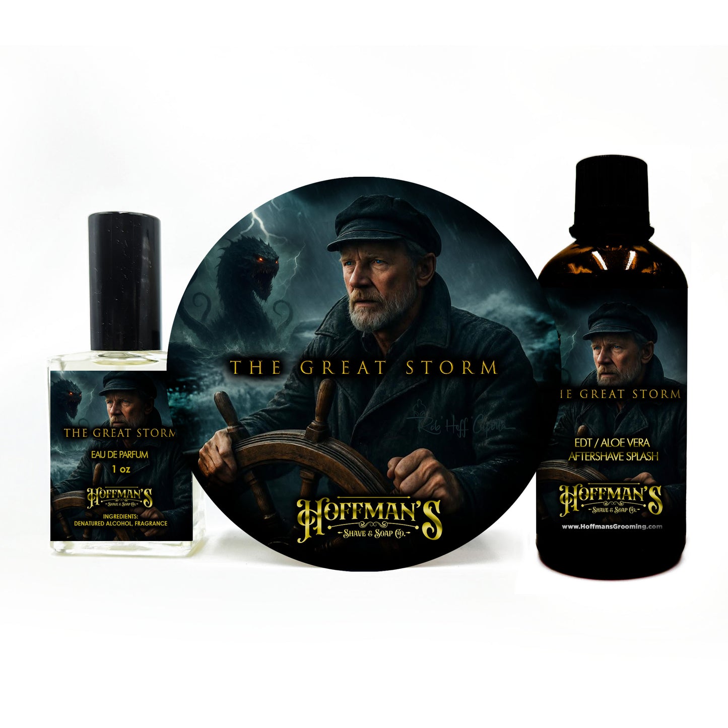 The Great Storm "Volcanic Sand, Palo Santo, Pear, Chamomile" Shaving Trio 3pc Set Plus BONUS