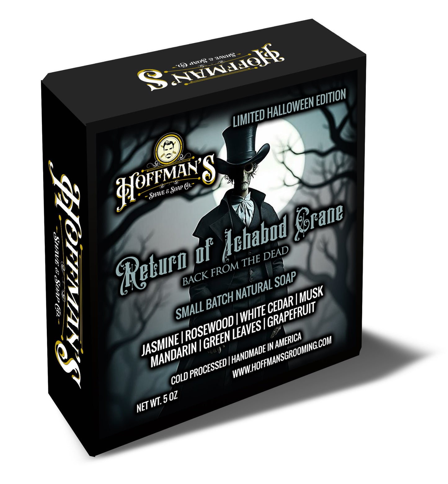 "Return of Ichabod Crane" (Limited Halloween Edition) Jasmine, Rosewood, White Cedar, Musk, Grapefruit 5oz Bar Soap