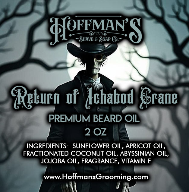 "Return of Ichabod Crane" (Limited Halloween Edition) Jasmine, Rosewood, White Cedar, Musk, Grapefruit 2oz Beard Oil (Copy)