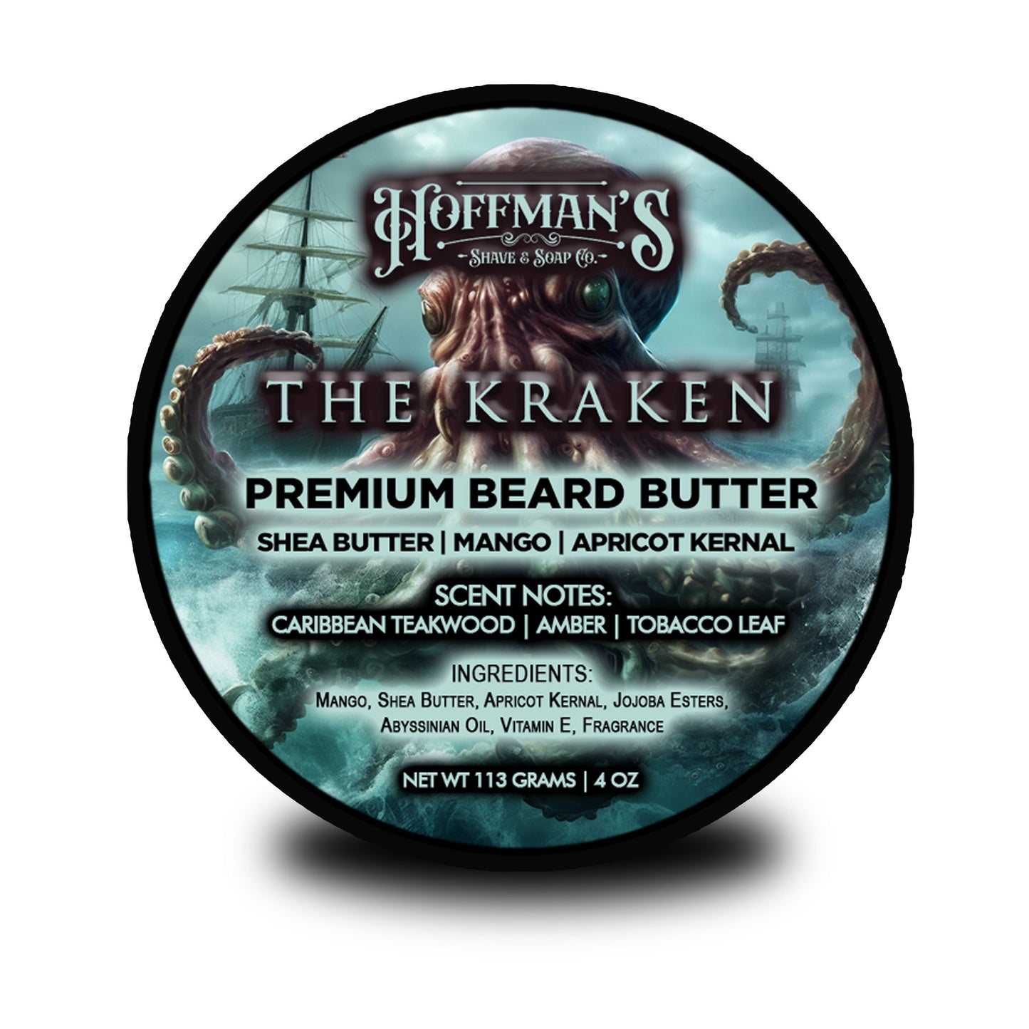 The Kraken (Caribbean Teakwood, Amber, Tobacco Leaf) 4oz Premium Beard Butter