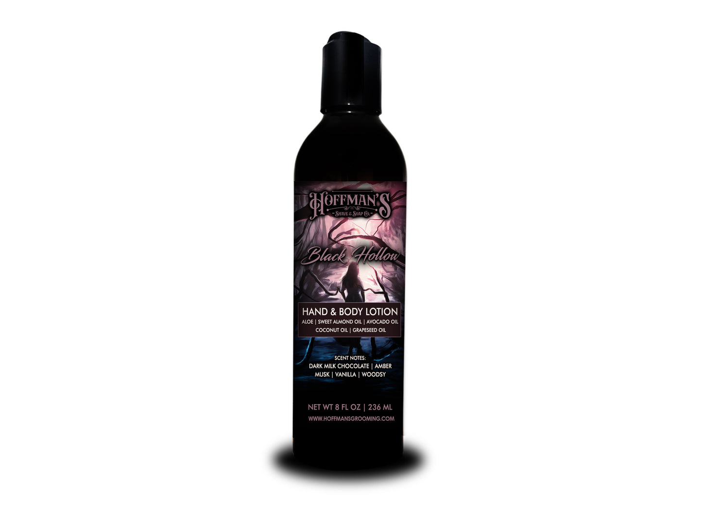 Black Hollow Body & Hand Lotion (Dark Milk Chocolate, Amber. Vanilla, Musk)  8 oz