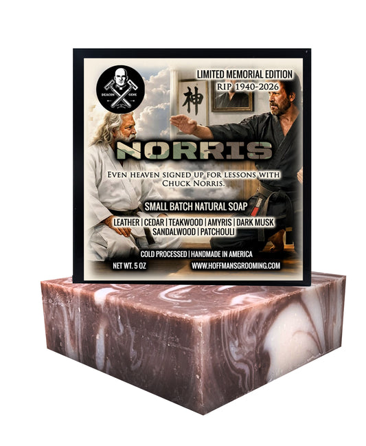 Norris Limited Memorial Edition (Leather, Cedar, Teakwood, Amyris, Dark Musk, Patchouli) 5oz Bar Soap