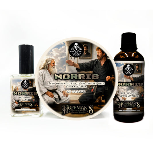 Norris Limited Memorial Edition (Leather, Cedar, Teakwood, Amyris, Dark Musk, Patchouli) Shaving Trio 3pc Set