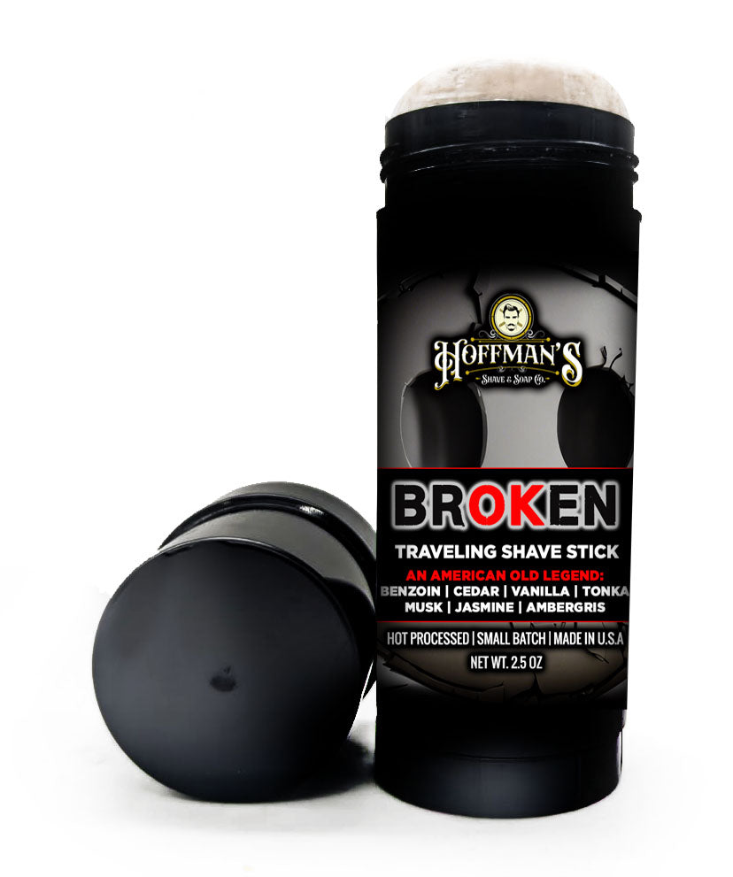 BrOKen (Benzoin, Cedar, Vanilla, Tonka, Musk, Jasmine, Ambergris) Traveling Shave Stick 2.5oz