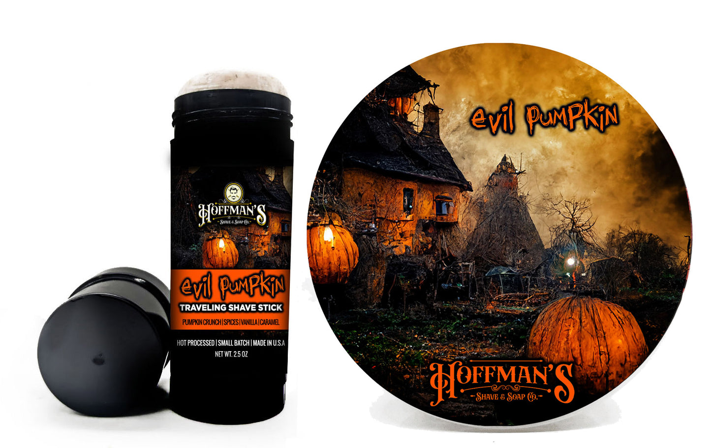 Evil Pumpkin 4oz Shave Soap & 2.5oz Traveling Shave Stick 2.5oz Bundle