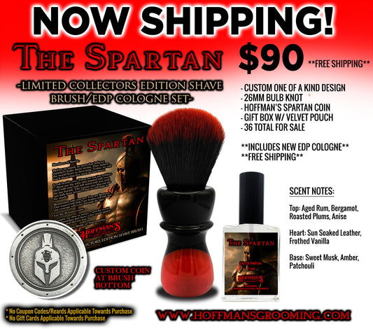 The Spartan Limited Collectors Edition Custom Shave Brush w Bonus EDP Cologne Bundle