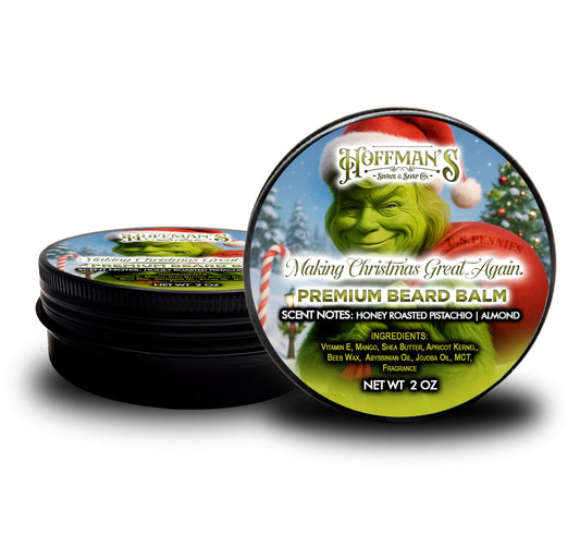 Making Christmas Great Again "Honey Crusted Roasted Pistachio, Almond Cream" Limited Holiday 2oz Premium Beard Balm