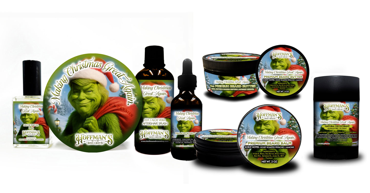 Making Christmas Great Again "Honey Crusted Roasted Pistachio, Almond Cream" Limited Holiday Shaving Trio 7pc Full Grooming MEGA Bundle...$80